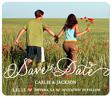 "Flowy Script" Save the Date Card